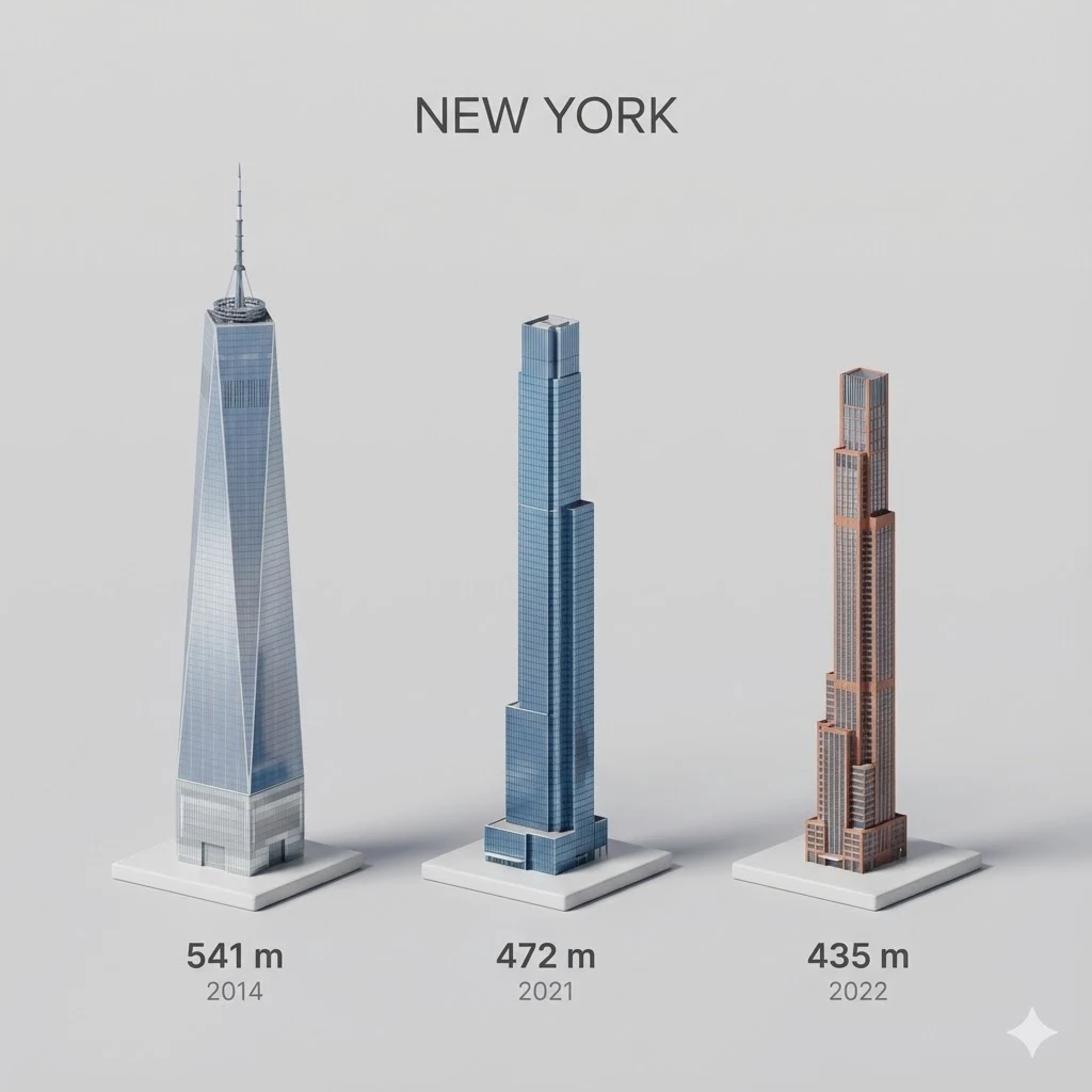 3D Cartoon Tallest Buildings Infographic