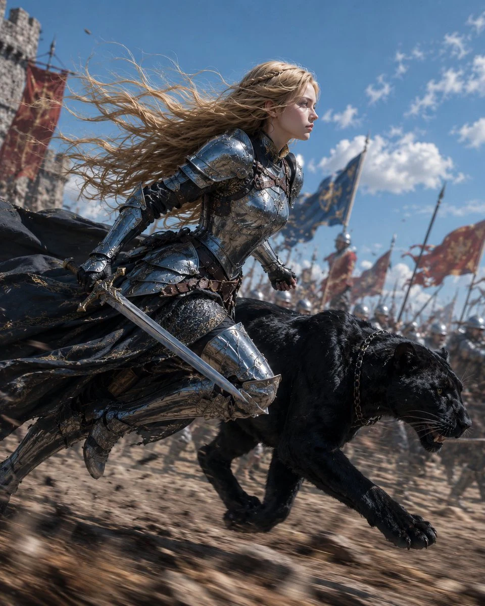 Blonde Knight and Black Panther Battle