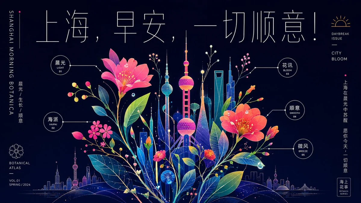 Neon Botanical City Infographic