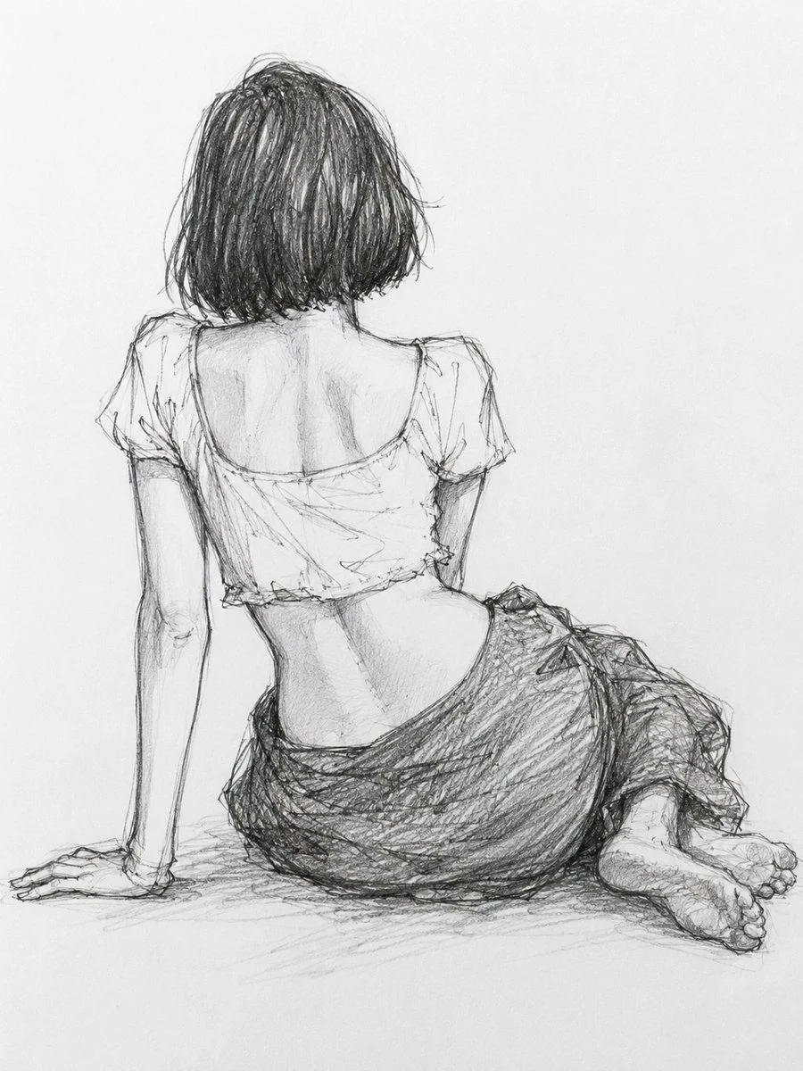 Pencil Sketch of Female Figure