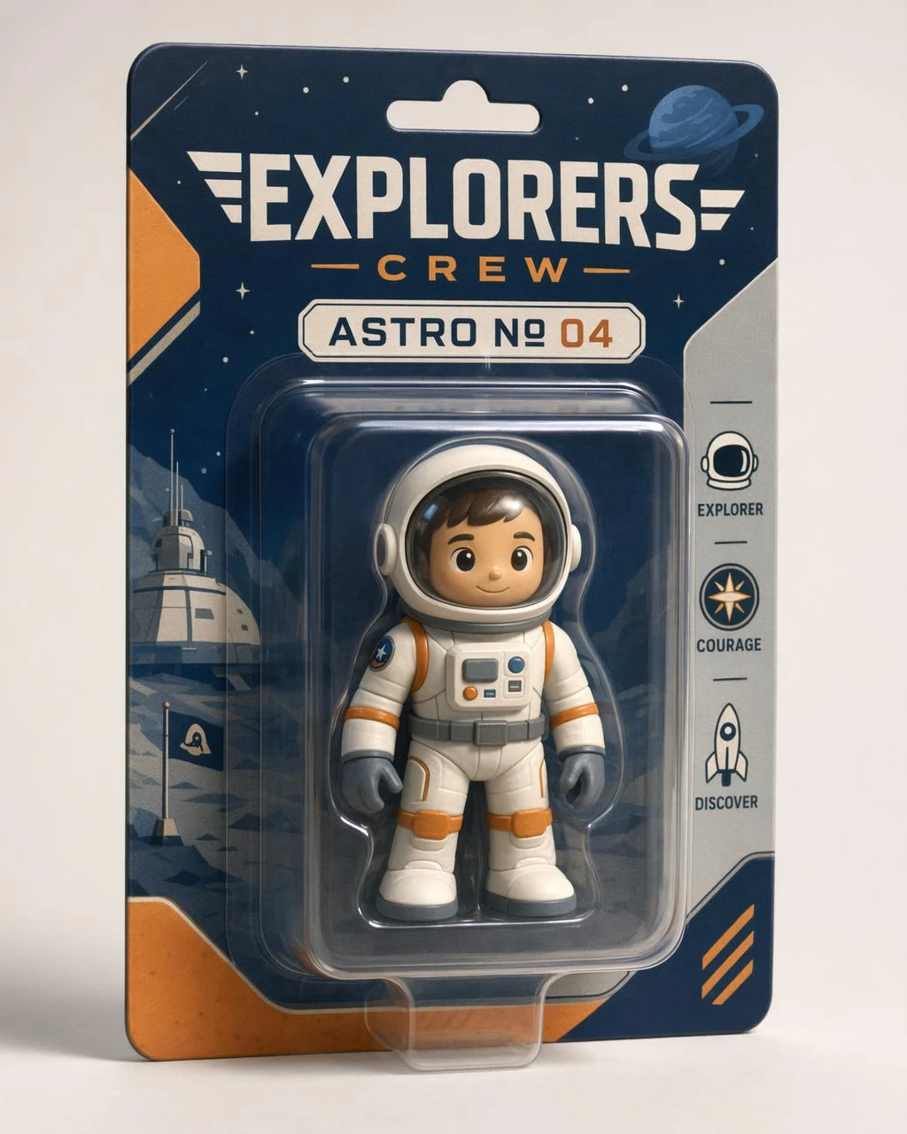 Stylized Astronaut Toy Packaging Render
