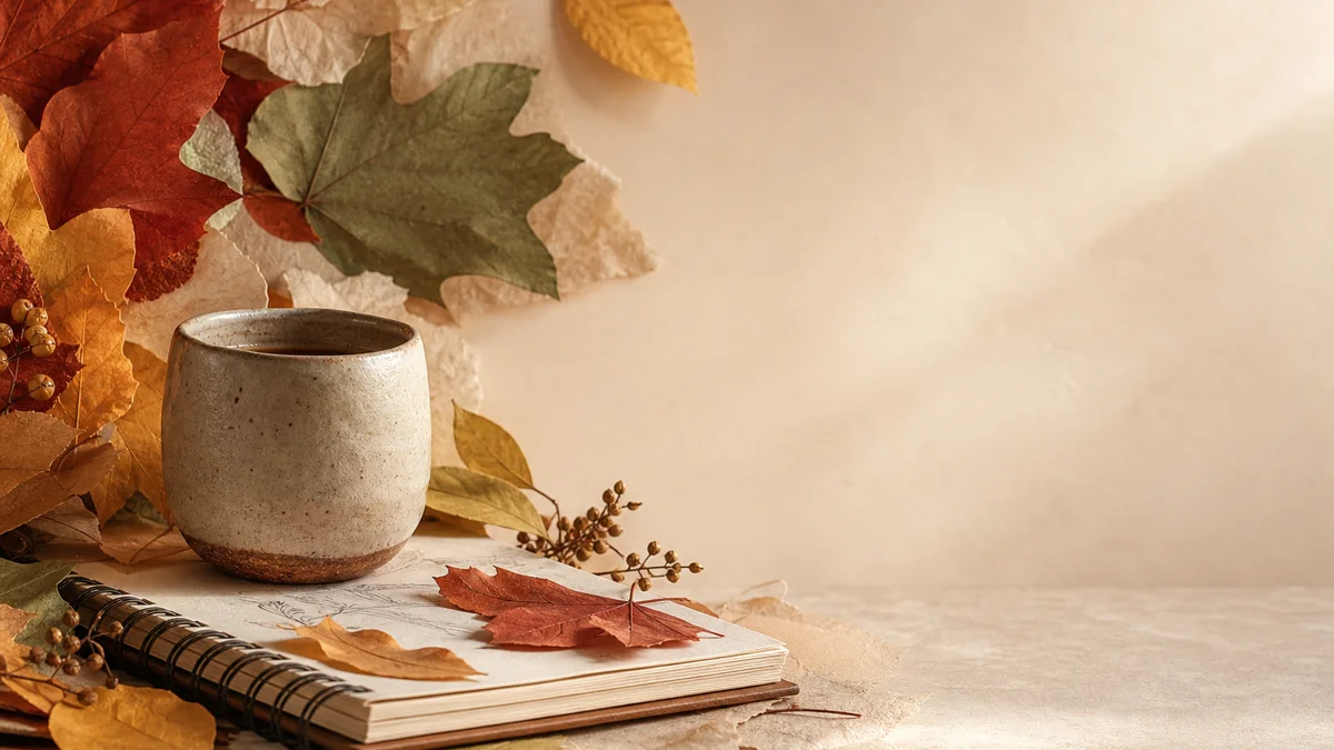 Warm autumn community campaign still life with copy space